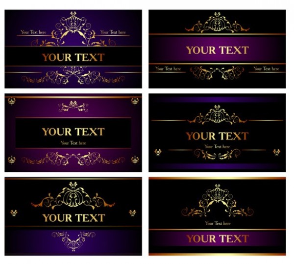 12 Elegant Dark with Gold Scroll Vector Cards web vector unique ui elements text stylish quality purple pattern original new interface illustrator high quality hi-res HD green graphic gold fresh free download free elements elegant download detailed design creative card blue black background   
