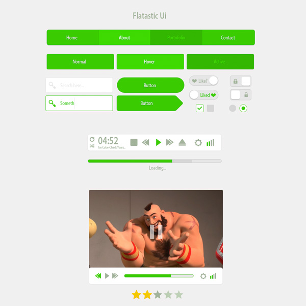 Green Flatastic Web UI Elements Kit PSD web video player unique ui elements ui twitter icons toggle tag switches stylish square slider set search field round quality psd player original new navigation modern login interface hi-res HD green ui kit green fresh free download free flat video player flat ui kit flat ui elements kit flat ui elements flat Twitter icons flat elements download detailed design creative clean buttons   