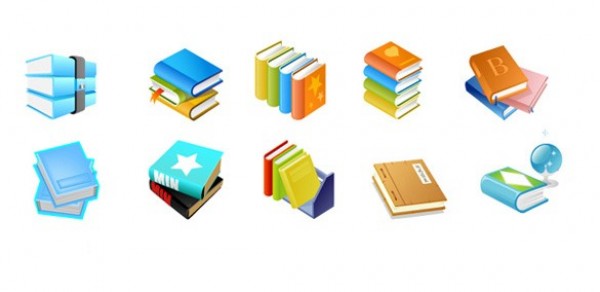 10 Book Theme Vector Icons Set web vector unique ui elements stylish stack of books icon quality original new interface illustrator icon high quality hi-res HD graphic fresh free download free elements download detailed design creative book icon book   