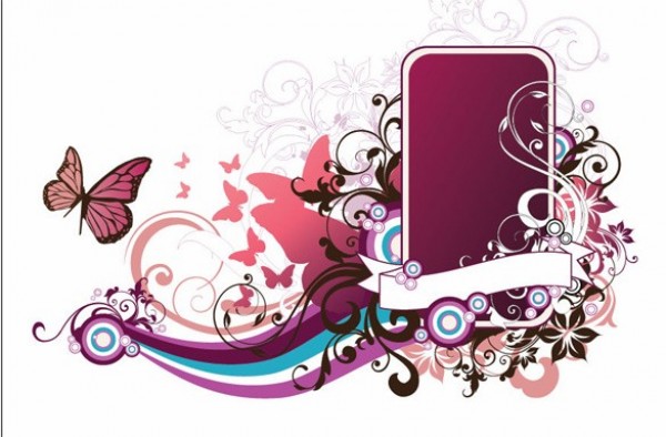 Exciting Floral Butterfly Vector Background vector unique stylish quality purple pink original illustrator high quality graphic fresh free download free floral download creative butterfly butterflies background abstract   