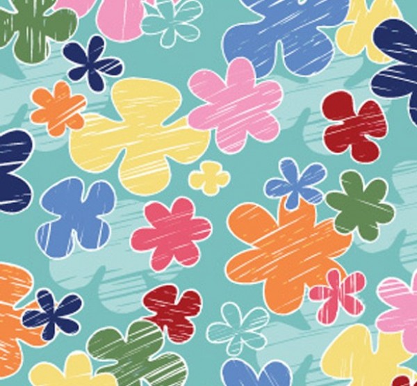 Simple Hand Drawn Floral Abstract Vector Pattern web vector unique ui elements stylish seamless quality pattern original new interface illustrator high quality hi-res HD hand drawn grunge graphic fresh free download free flowers floral eps elements download detailed design creative colorful blue background   