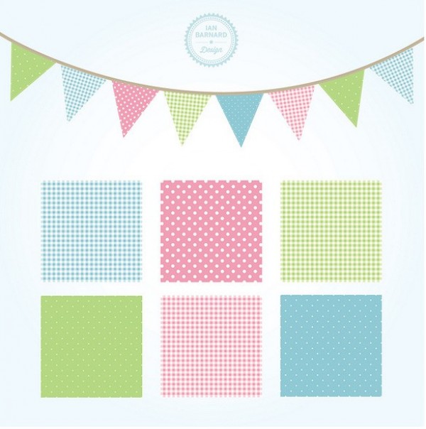 Shabby Chic Bunting & Fine Pattern Vector Set web vector unique ui elements stylish squares soft colors small shabby chic pattern shabby chic bunting shabby chic seamless quality pink pattern set original new interface illustrator high quality hi-res HD graphic fresh free download free flags fine elements download dotted detailed design decoration creative bunting baby ai   