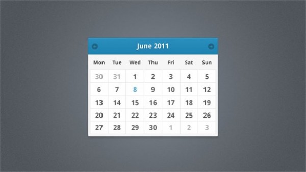 Simple Minimal Calendar Widget Design PSD widget web unique ui elements ui stylish simple quality psd original new modern interface hi-res HD fresh free download free elements download detailed design creative clean calendar widget calendar blue   