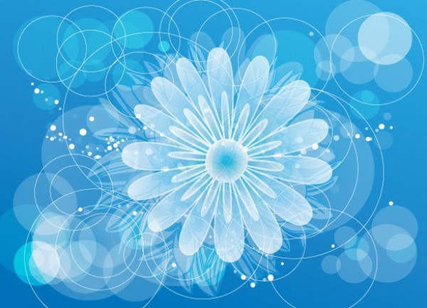 Beautiful Blue Bokeh & Flowers Abstract Background web vector unique stylish quality original illustrator high quality graphic fresh free download free flowers floral eps download design creative circles bokeh blue background abstract   