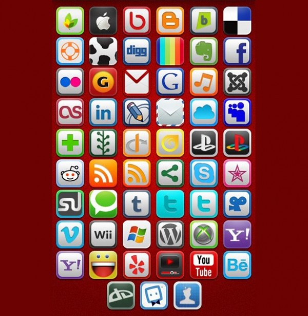 iPhone Style Social Media Icons Set PNG web unique ui elements ui stylish social media icons social icons simple rounded corners quality original new modern iphone interface icons hi-res HD fresh free download free elements download detailed design creative colorful clean   