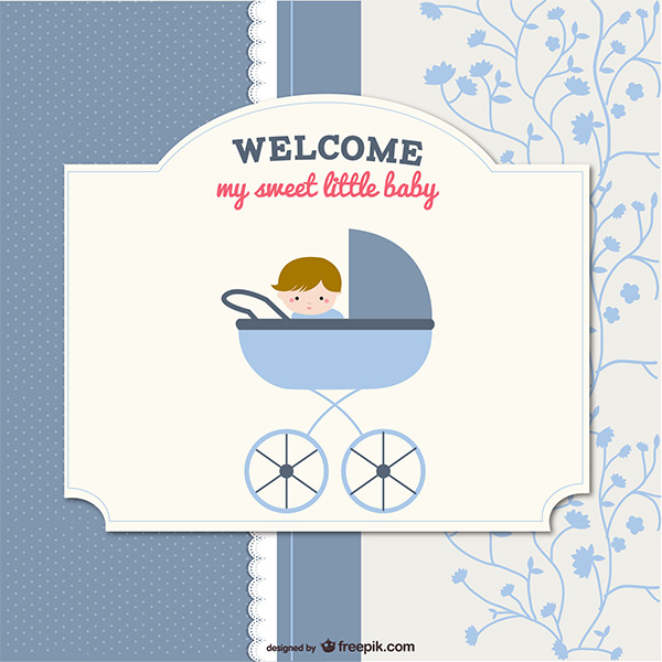 Baby Boy Stroller Floral Card Background vector stroller lace free download free floral card blue background baby card baby boy card baby   