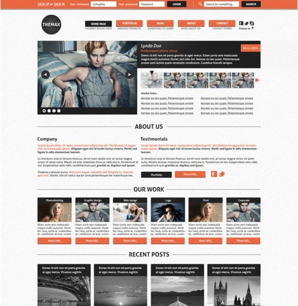 Themax Photographer PSD Website Template website web unique ui elements ui Themax template stylish quality psd photography photographer photo shoot photo agency original new modern interface hi-res HD fresh free download free elements download detailed design creative clean   