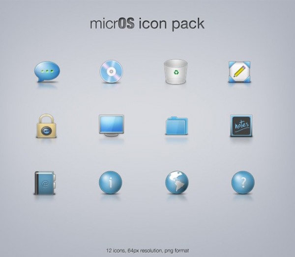 12 Clean Blue Web micrOS Icon Set web unique ultimate ui elements ui stylish simple quality png os icons original new modern minimal micros micro interface icons high detail hi-res HD fresh free download free elements download dock icons detailed design creative clean   