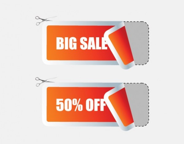 2 Cutout Coupon Sales Stickers Vector Set web vector unique ui elements stylish sticker scissors sale red quality original online store new interface illustrator high quality hi-res HD graphic fresh free download free eps elements ecommerce download discount detailed design cutout curled sticker creative coupon   