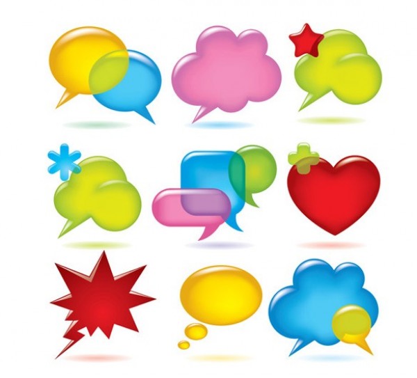 Glossy Colorful Speech Clouds Vector Set web vector unique ui elements stylish speech clouds speech quality original new interface illustrator high quality hi-res HD graphic fresh free download free elements download dialogue box detailed design creative colorful chat bubble   