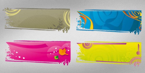 4 Colorful Banners yellow vector rich background red psd grey. pink free vector free psd free downloads button blue banner   