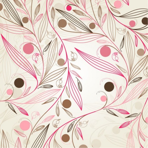 Hand Drawn Pink Floral Abstract Vector Background web vector unique stylish quality pink original nature leaves illustrator high quality hand drawn graphic fresh free download free floral eps download design creative circles brown background abstract   