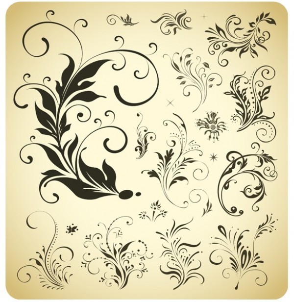 Lovely Floral Decorative Vector Elements Set web vintage vector unique ui elements stylish set scroll quality ornaments ornamental original new interface illustrator high quality hi-res HD graphic fresh free download free floral elements floral elements download detailed design decorative decorations creative   