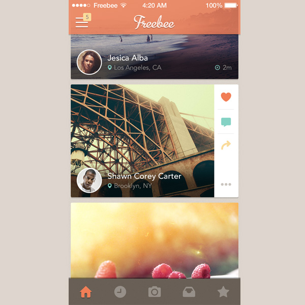 Freebee Feed App Screen ui elements ui social feed social screen retina icons free download free feed app   