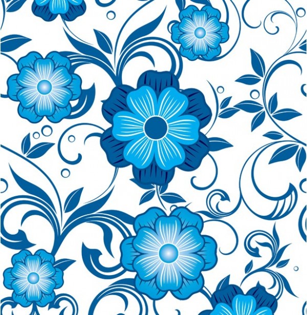 Bold Blue Floral Seamless Vector Pattern web vector unique ui elements stylish seamless quality pdf pattern original new nature jpg interface illustrator high quality hi-res HD graphic fresh free download free flowers floral eps elements download detailed design creative blue floral blue background ai   