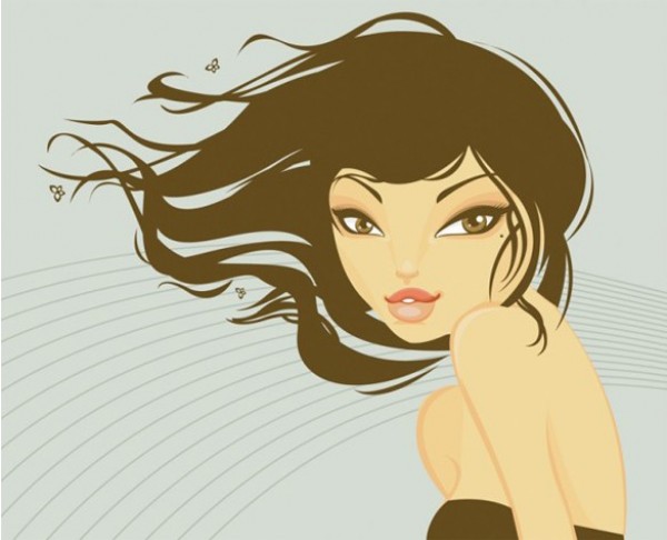 Beautiful Windswept Hair Girl Vector Graphic windswept hair web vector girl unique ui elements ui stylish quality pretty girl original new modern interface illustration hi-res HD hair girl graphic girl fresh free download free eps elements download detailed design creative clean ai   