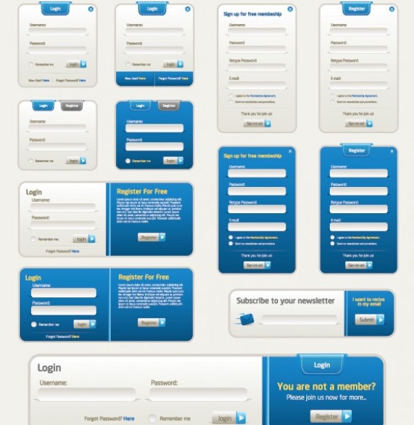 Blue Web UI Forms Vector Pack web ui forms web vector unique ui elements subscribe stylish sign up quality original orange new login form interface illustrator high quality hi-res HD graphic fresh free download free form elements download detailed design creative blue   