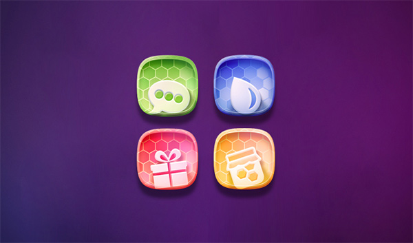 4 Honeycomb Style App Icons Set set icons honeycomb free colorful app icon app   