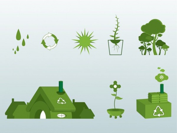 8 Natural Ecology Vector Elements Set web water drops vector unique ui elements sun stylish recycle quality original organic new interface illustrator icons high quality hi-res HD green plant green home green drops green graphic fresh free download free elements eco icons set eco elements set download detailed design creative ai   