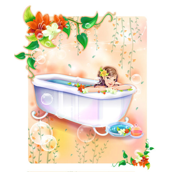 2 Relaxing Spa Wellness Woman Scenes woman wellness web vector unique ui elements stylish spa scene spa background spa scene relaxing quality original new interface illustrator high quality hi-res HD graphic fresh free download free flowers floral elements download detailed design creative claw tub cartoon card background ai   