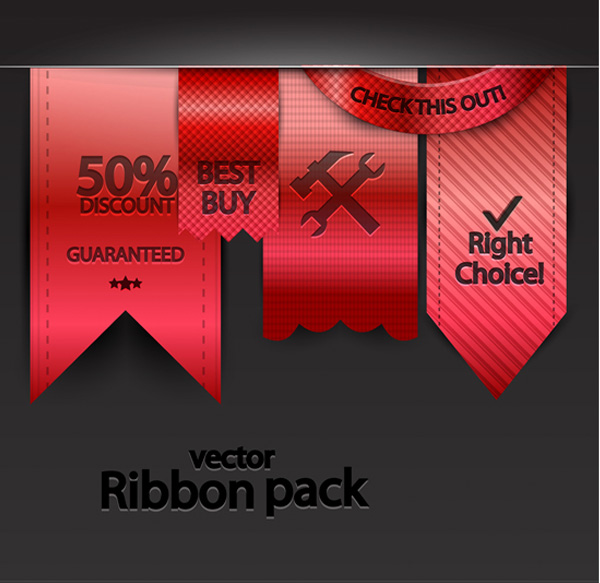 Textured Hanging Red Ribbons Set vector tools texture stitching set ribbons red ribbon red hanging ribbon free download free flag best buy   