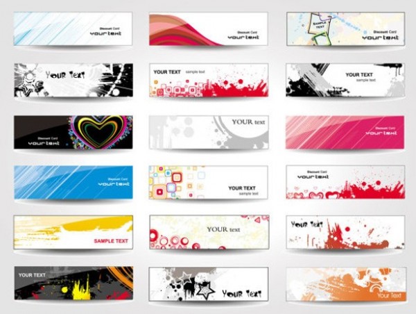 18 Banner Header Card Style Vector Set web vector unique ultimate ui elements text stylish quality pack original new modern interface illustration high quality high detail hi-res header HD graphic fresh free download free elements download detailed design creative card business bookmark banner   