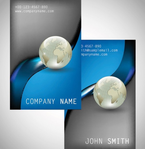 2 Modern Globe Business Card Templates Set web wave vector unique ui elements stylish red quality original new modern interface illustrator high quality hi-res HD grey graphic globe fresh free download free eps elements download detailed design creative business card blue abstract   