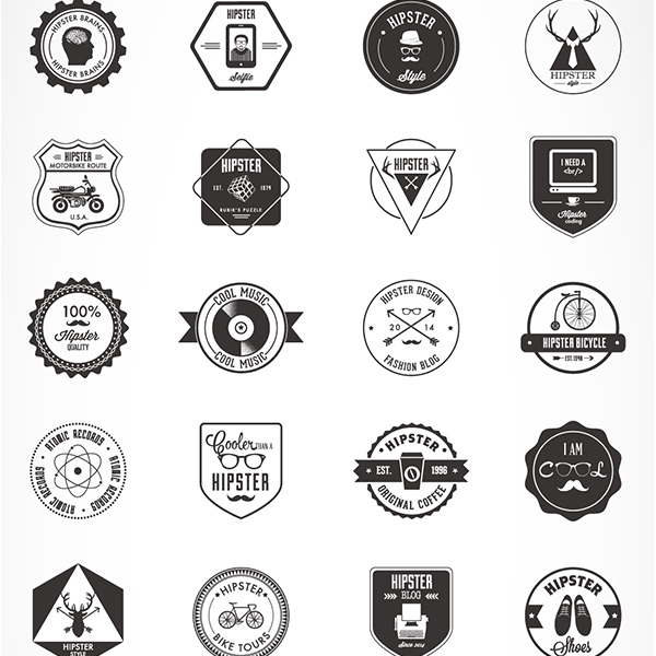 32 Hipster Vintage Badges with Fonts vintage ribbon logos hipster badges   