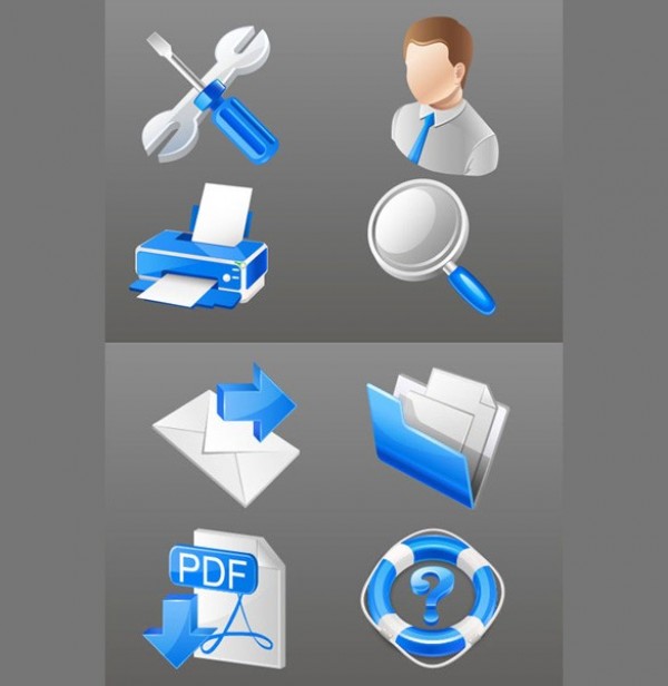 8 Blue Web UI Business Vector Icons Set white web icon web vector user unique ui elements stylish set search quality printer pdf original new mail magnifying glass interface illustrator icons high quality hi-res help HD grey gray graphic fresh free download free elements download documents detailed design creative blue   