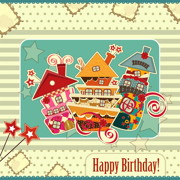 Retro Crazy Fun Birthday Card Background vector patchwork fun free download free dots card birthday card birthday background abstract house abstract   