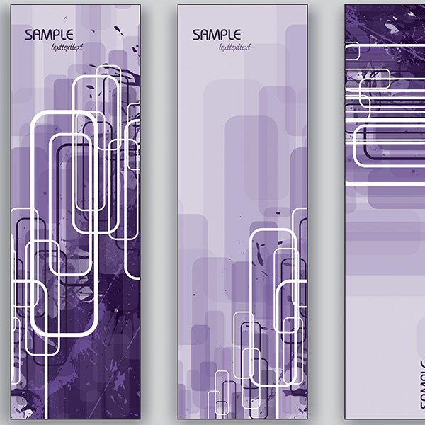 3 Purple Linear Abstract Vector Banners Set vector shapes lines linear futuristic free download free banners abstract   