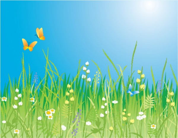 5 Vector Spring Meadow Flowers Butterflies web vectors vector graphic vector unique ultimate ui elements spring quality psd png photoshop pack original new modern meadow landscape jpg illustrator illustration ico icns high quality hi-def HD grass fresh free vectors free download free flowers elements download design creative countryside butterfly butterflies blue sky background ai   