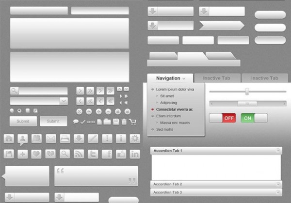 Huge Grey Web UI Icon Element Kit PSD web unique ui kit ui elements ui toggles tabs switches stylish sliders simple quality psd original new navigation modern menus interface icons hi-res HD grey gray fresh free download free forms elements download detailed design creative clean accordions   