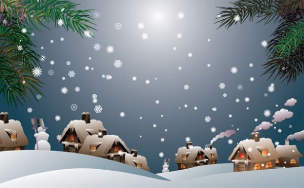 Festive Wintertime Village Vector Background wintertime winter scene winter web village vector unique ultimate stylish snowy snowman snowing snow scene quality original new illustrator high quality high detail graphic fresh free download free download detailed design creative background   