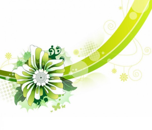 Artistic Green Floral Abstract Vector Background web wave vector unique stylish quality original illustrator high quality green graphic fresh free download free flower floral eps download design curve creative butterflies background abstract   