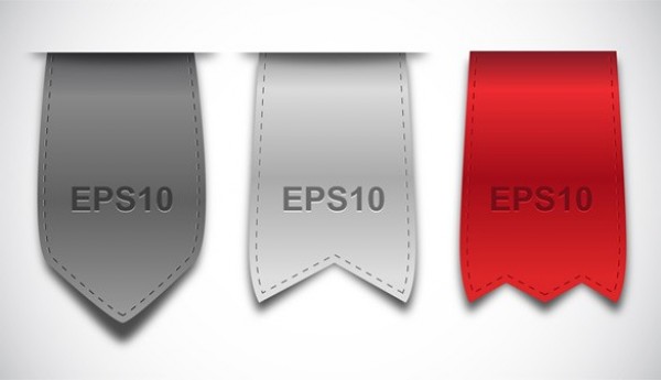 3 Crisp Ribbon Book Mark Labels Vector Set web vector unique ui elements stylish ribbon red quality original new label interface illustrator high quality hi-res HD grey graphic fresh free download free elements download detailed design dark grey creative book mark banner   