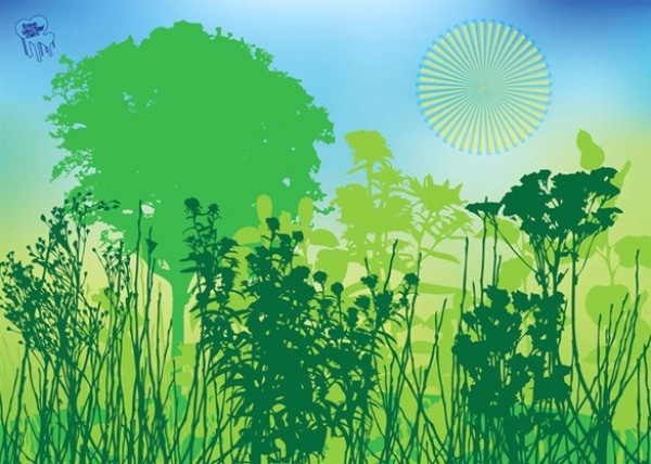 Green Silhouette Parkland Vector Background wood vector Tree Vector tree stylish plants park outdoors Nature Vectors meadow landscape land illustrator green grass free download free forest foliage environment download background   