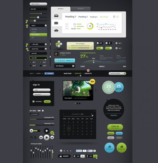 Dark Futurico Web UI Elements Kit PSD web unique ui set ui kit ui elements ui stylish quality psd original new modern interface hi-res HD grey futurico fresh free download free elements download detailed design dark creative clean   