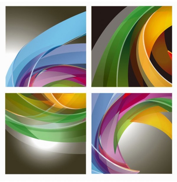 4 Colorful Abstract Bands Vector Backgrounds web vector unique stylish strips quality original illustrator high quality graphic fresh free download free eps download design curves creative colorful circular bands background abstract   