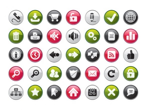 35 Glossy Four Color Web Dock Vector Icons Set web vector unique ui elements stylish set round quality original new interface illustrator icons high quality hi-res HD graphic glossy fresh free download free elements download dock icons detailed design creative   