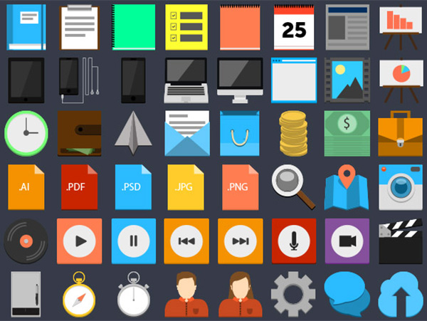 75 Colorful Flat Vector Icons Pack vector user ui elements ui timer square set search programs player notes map icons icon free download free flat colorful cloud clock clipboard chat calendar avatar   