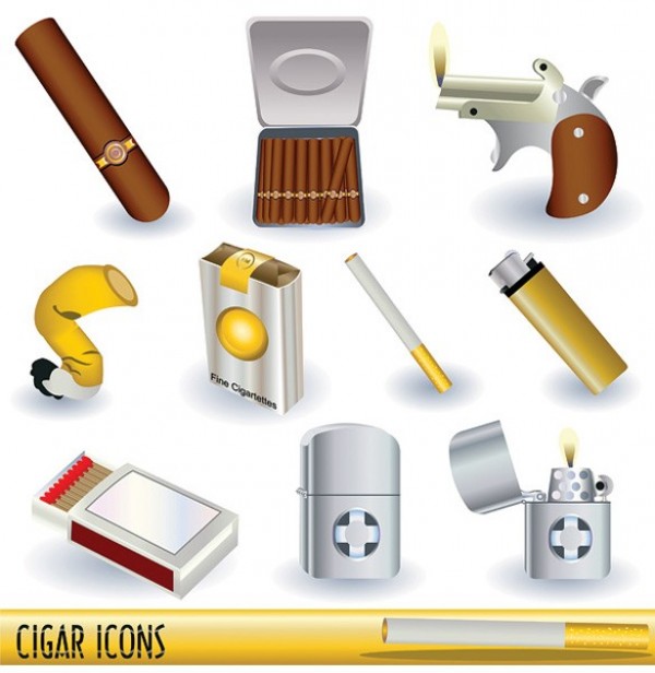 Smoking Lighters Cigars Cigarettes Vector Icons web vector unique ui elements tobacco stylish smoking quality original new matches lighters lighter illustrator high quality hi-res HD guns graphic fresh free download free download design crushed cigarette creative cigars cigarettes cigarette   