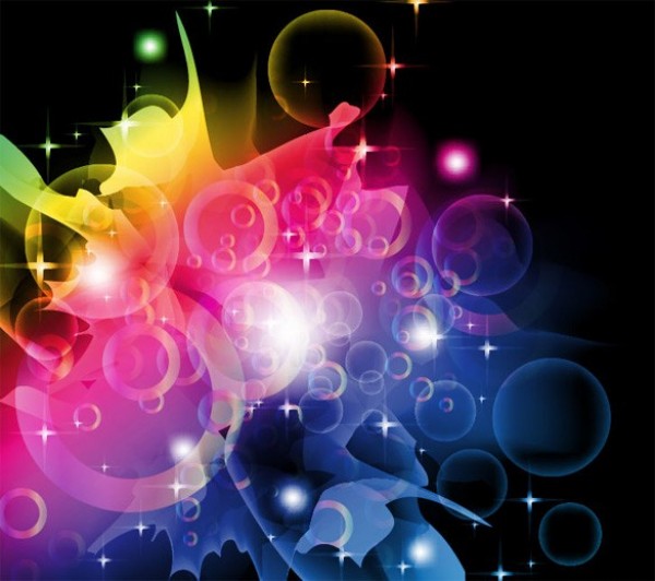 Burst of Color Abstract Vector Background web vector unique stylish stars quality original light illustrator high quality graphic fresh free download free download design creative colors colorful bubbles black background abstract   