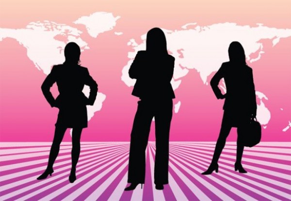 Businesswomen Silhouettes Vector Background world map women web vector unique stylish silhouette rays radiant radial quality pink original lines illustrator high quality graphic fresh free download free eps download design creative businesswomen business background   
