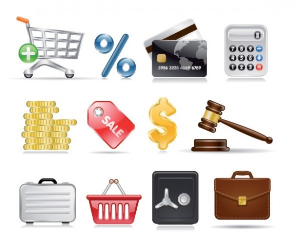 12 Shopping & Business Vector Icons Set web vector vault unique ui elements stylish sign shopping Safe quality percent original new mallet interface illustrator icons high quality hi-res HD graphic fresh free download free elements ecommerce download dollar sign detailed design credit cards creative cart calculator business briefcase   