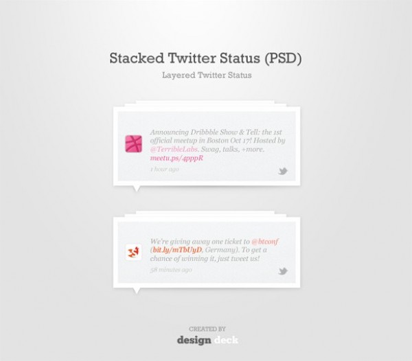 Stacked Twitter Status Forms PSD web unique ui elements ui twitter status tweets stylish stacked messages simple quality original new modern messages interface hi-res HD fresh free download free forms elements download detailed design creative clean   