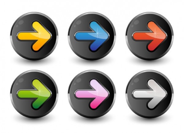 6 Glossy Colorful UI Arrow Vector Buttons web vector unique ui elements stylish round quality original new interface illustrator high quality hi-res HD graphic fresh free download free elements download directional detailed design creative colors buttons arrow buttons arrow   