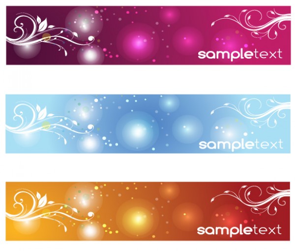 3 Color Floral Swirl Banners Vector vectors vector graphic vector unique swirls quality photoshop pack original modern illustrator illustration high quality fresh free vectors free download free floral download creative colors banners background ai   