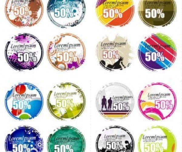 16 Grungy Sales Stickers Vector Elements web vector unique ui elements tags stylish stickers sale stickers sale round retro quality original online store new labels interface illustrator high quality hi-res HD grungy grunge graphic fresh free download free elements download discount detailed design creative   