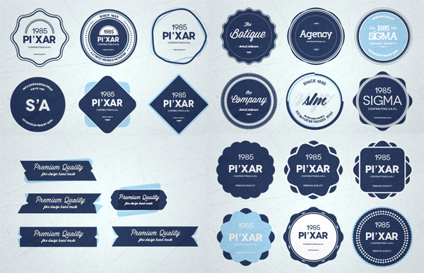 28 Finely Crafted Web UI Badges Set PSD web vintage unique ui elements ui tags stylish stickers set sales quality psd promo original new modern layered interface hi-res HD fresh free download free feature elements download detailed design creative clean blue badges   